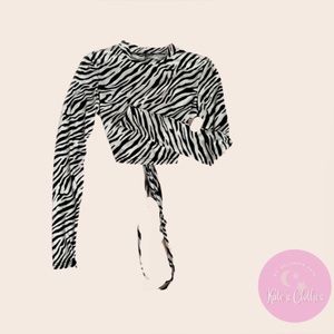 Zebra Long Sleeve Tie Back Open Back  (One Use) XS
